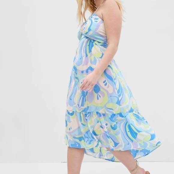 GAP Dresses & Skirts - NWT Gap V-Neck Midi Dress Summer Blue Multi Print Size XXL​​​​​​​​​